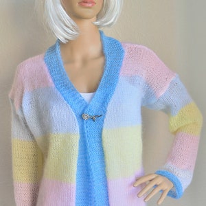 Hand knitted women&#39;s mohair cardigan