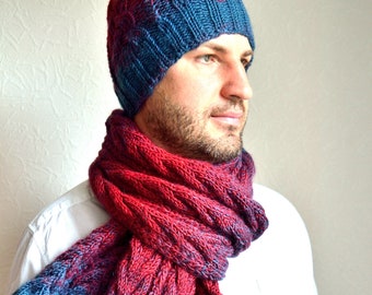 mens winter hat and scarf set