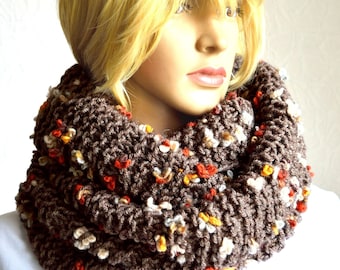 Hand knitted women's snood scarve