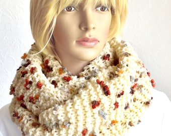 Hand knitted women's snood scarve