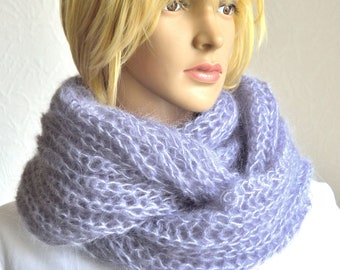 Hand knitted women's mohair snood - scarf