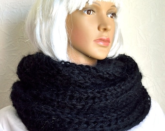 Hand knitted women's mohair snood - scarf