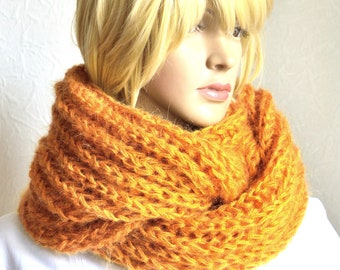 Hand knitted women's mohair snood - scarf