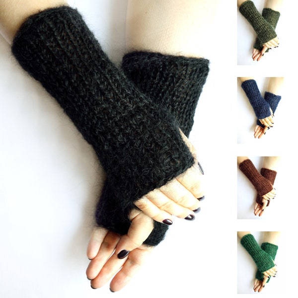 Handmade Knitted Mohair Fluffy Arm Warmers