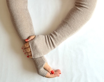 Handmade, knitted 100% cashmere arm warmers