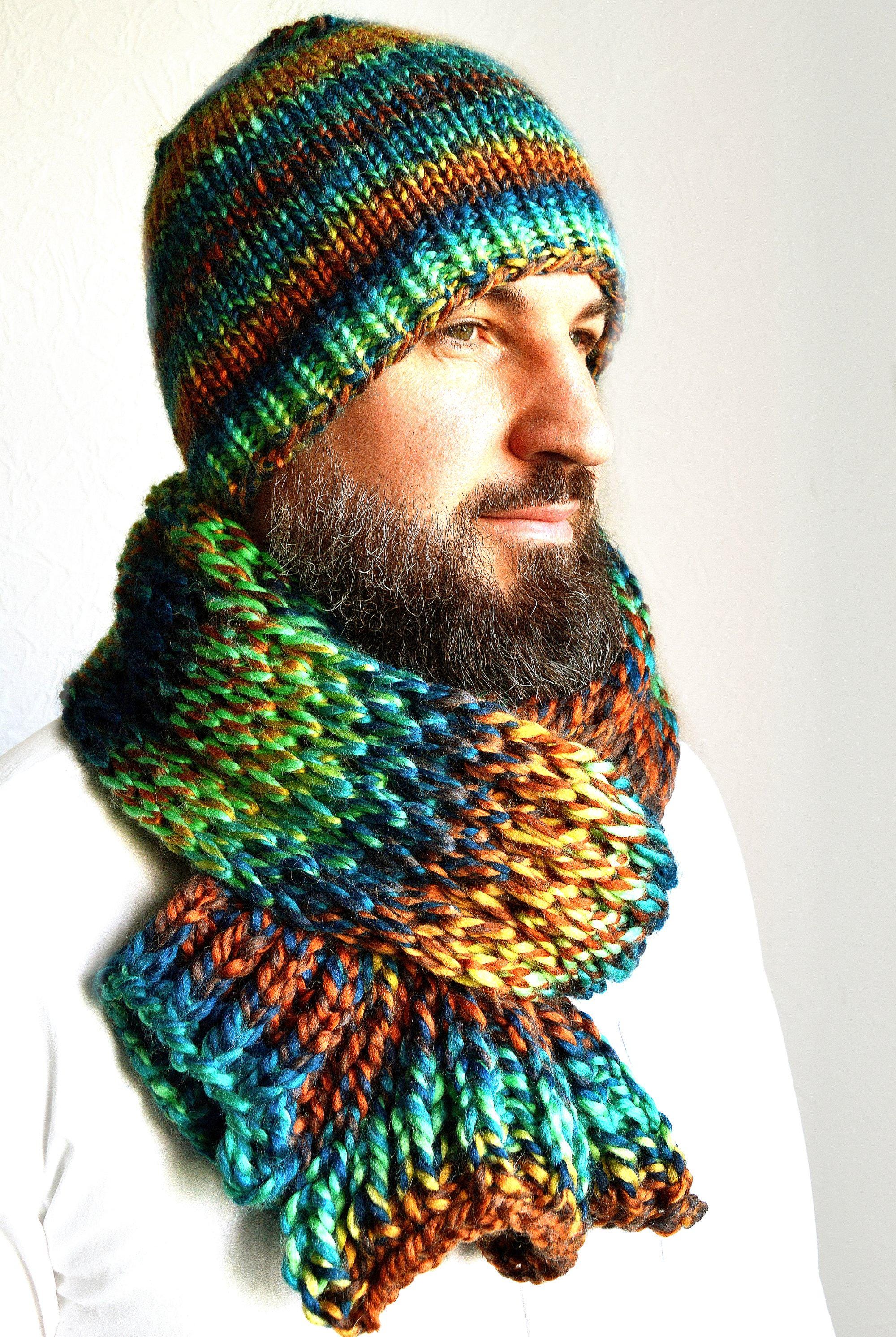 Colorful Knit Scarf and Hat Set Scarf and Hat Set - Rainbow - GlowGirl Fibers main image 4