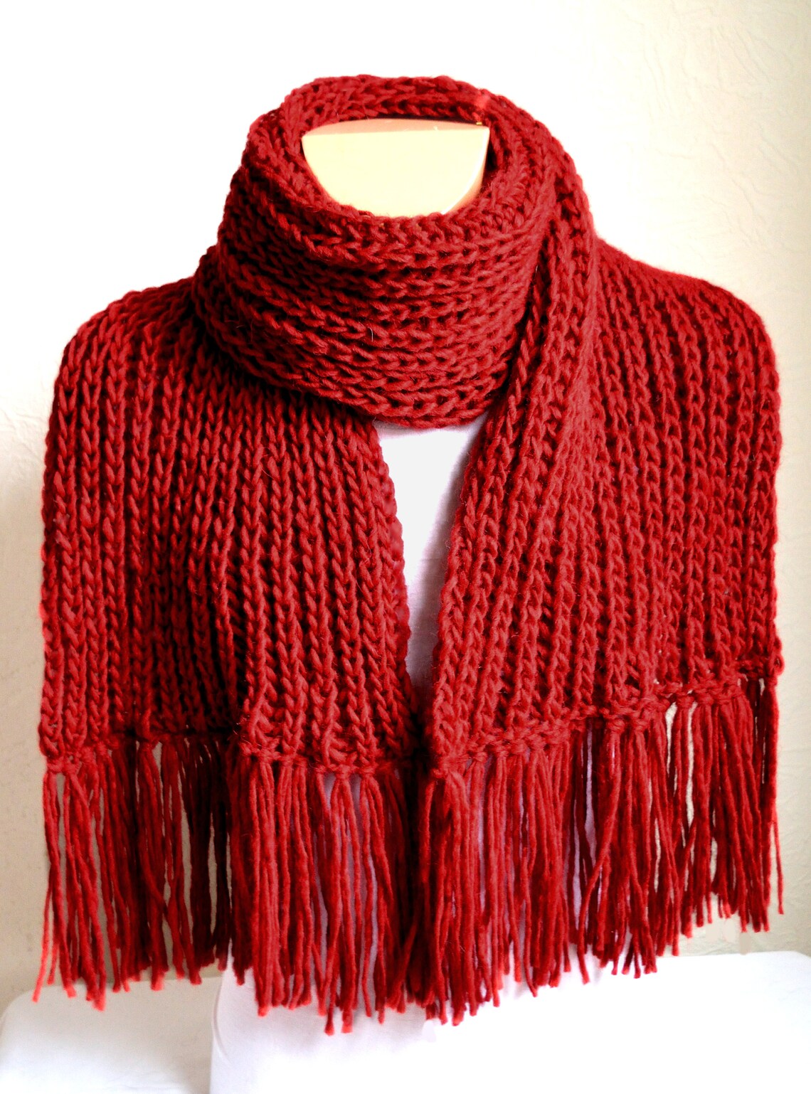 Hand Knitted Men's Alpaca Wool Scarve With Fringes Etsy Ireland