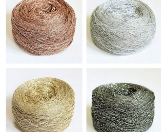 Fil à Tricoter Italien - Mohair Et Laine, écheveau 50g, Couleur Saumon Crème Bleu