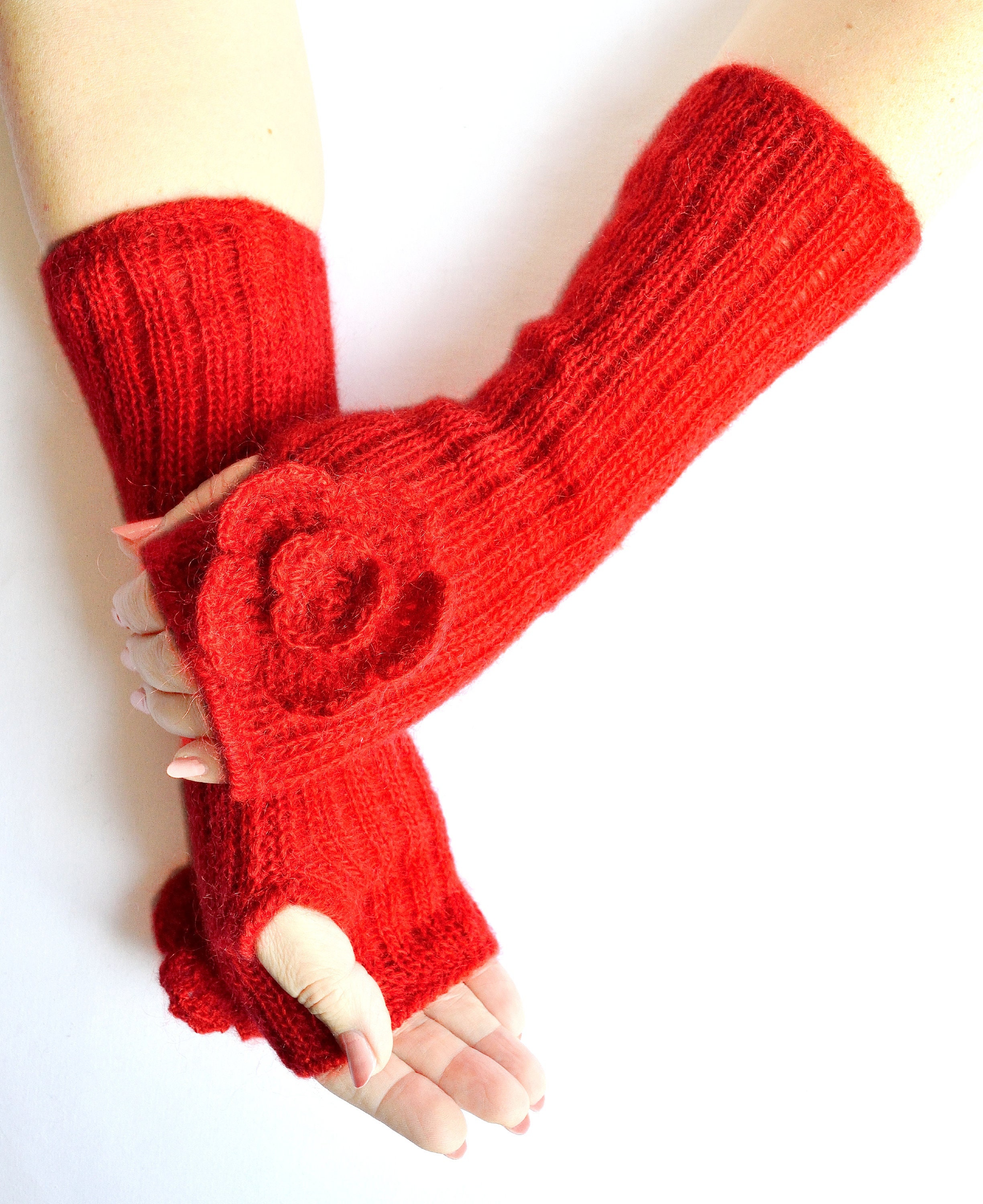 人気ブランドの新作 Handknitted Etsy - Warmers Arm Mohair Women's 小物