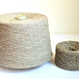 100% natural undyed boucle linen yarns, 100g / 3,5 oz balls