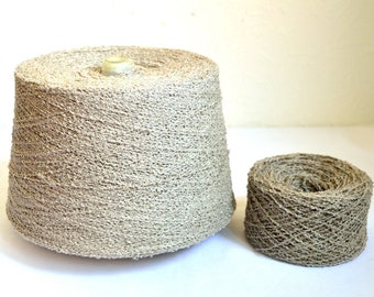 100% natural undyed boucle linen yarns, 100g / 3,5 oz balls