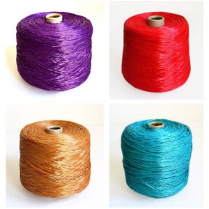 Italian 100% Viscose Raffia Knitting Yarns, 2.1 lb / 950 grams on Cone