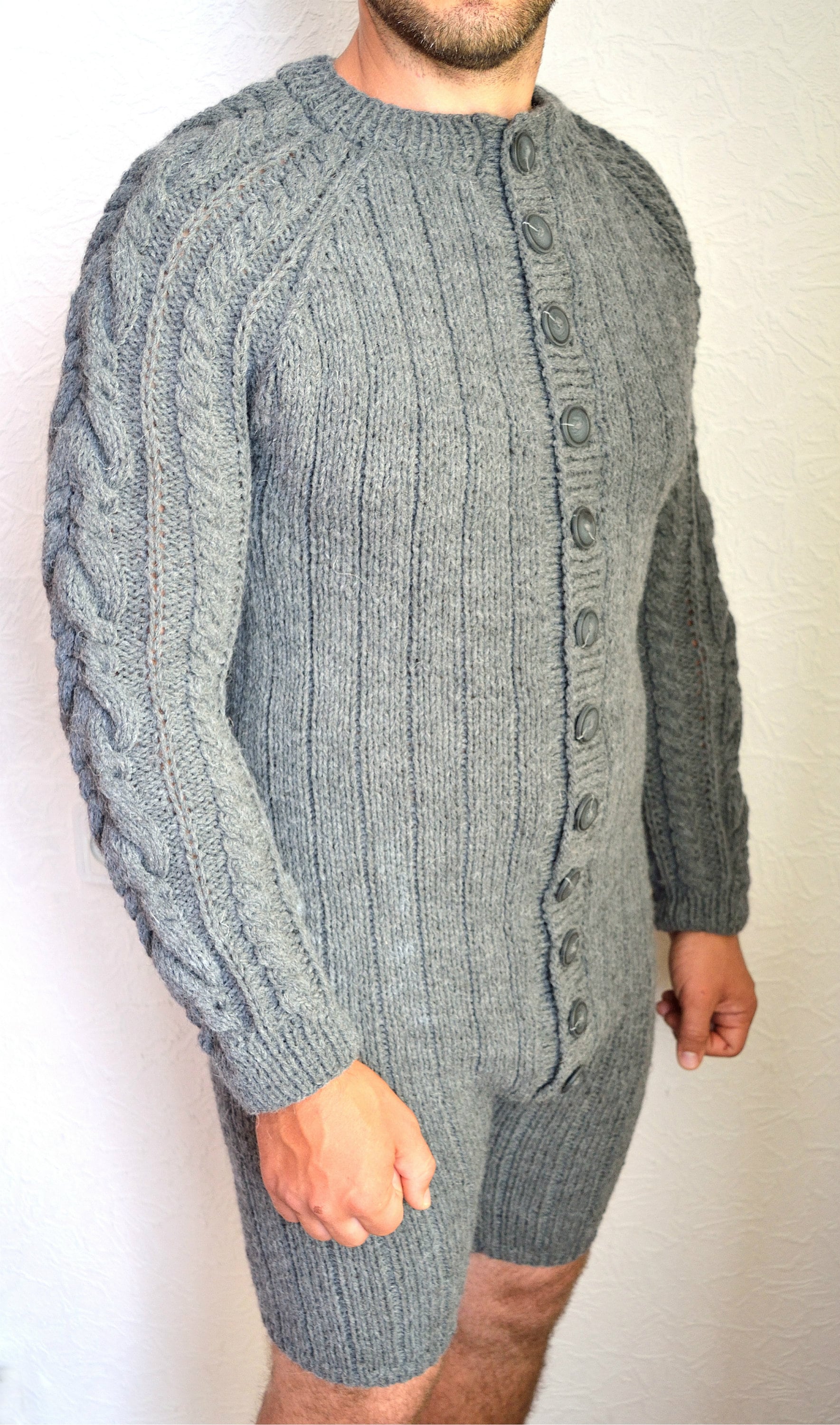 Hand knitted men's onesie Etsy