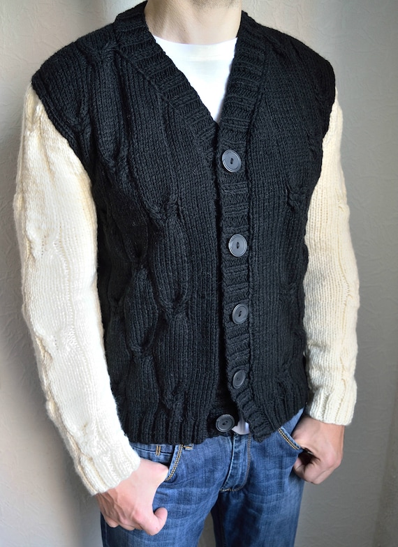 Hand Knitted Men's Cardigan Etsy