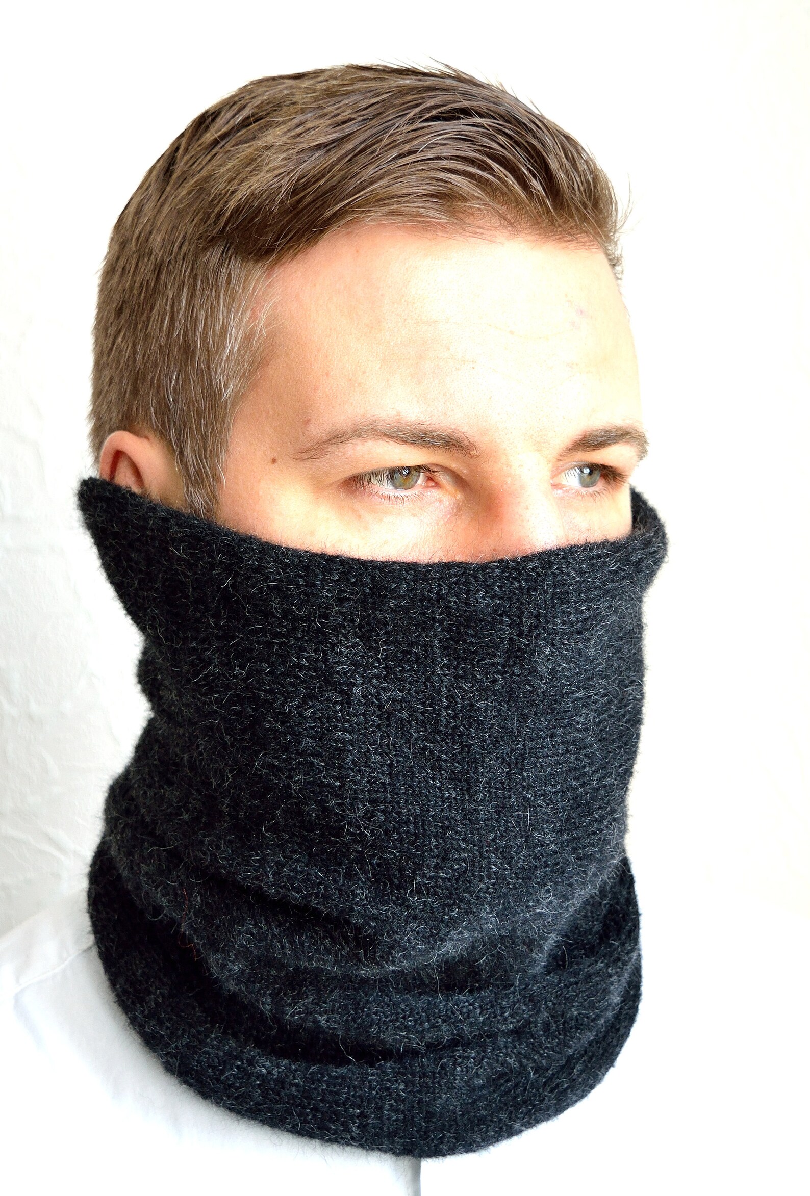 Hand Made Cashmere Mohair Fluffy Men's Snood Scarf Etsy