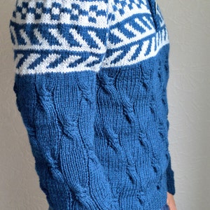 Hand knitted men's merino wool sweater image 2