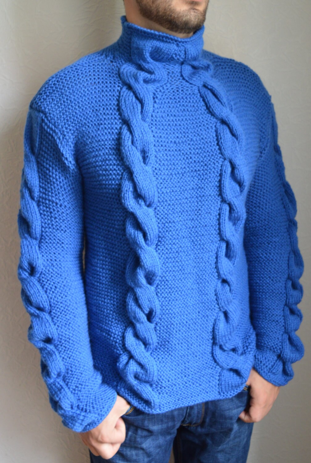 Hand knitted men's sweater Etsy