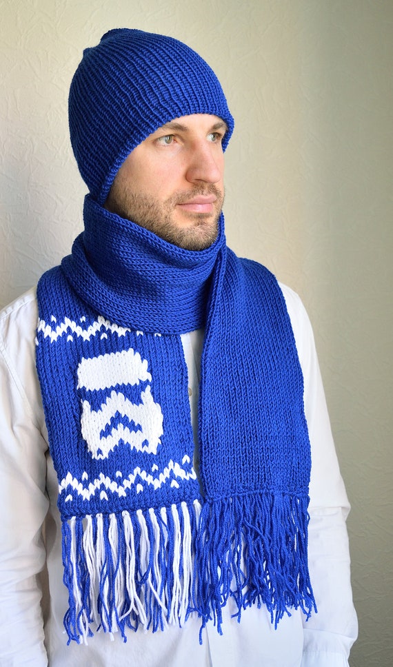 Hand Knitted Unisex ''star Wars'' Hat & Scarf Set - Etsy
