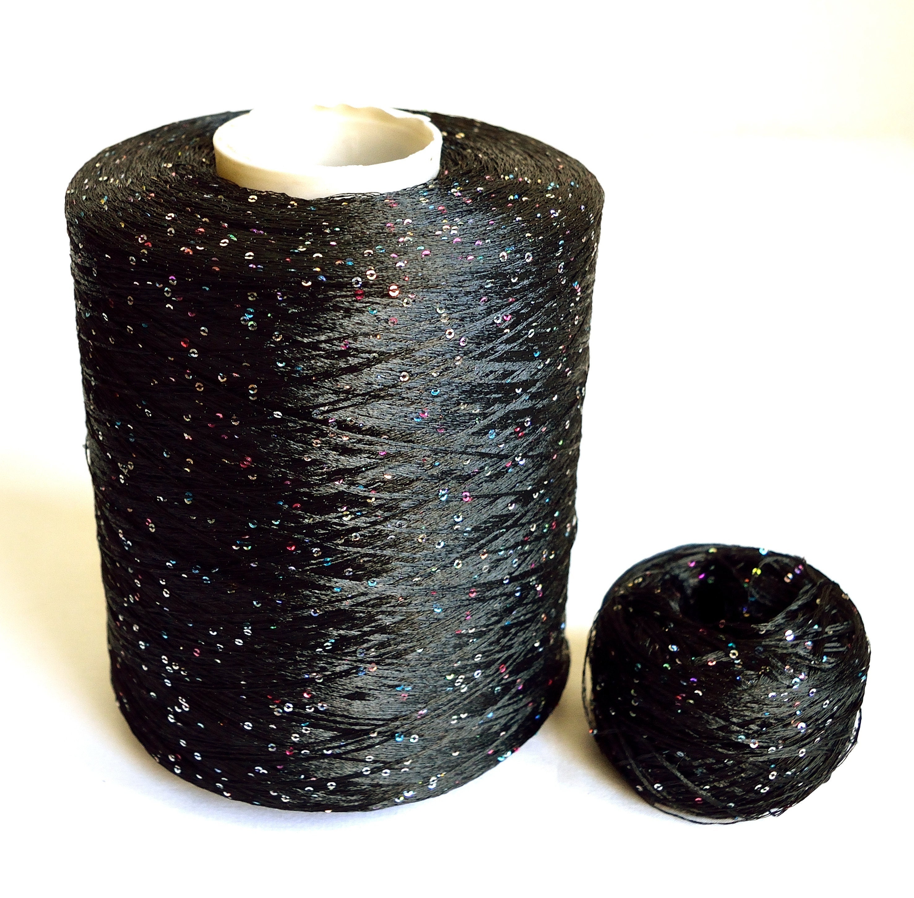 Textured Black Yarn With Tiny Sparkles 