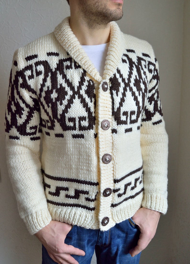 Hand knitted men's cardigan image 3