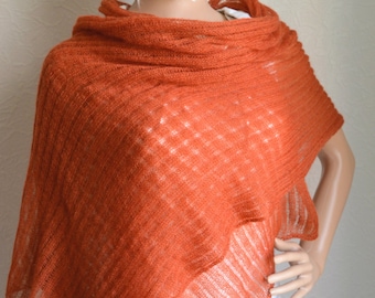 Handmade knitted light mohair shawl