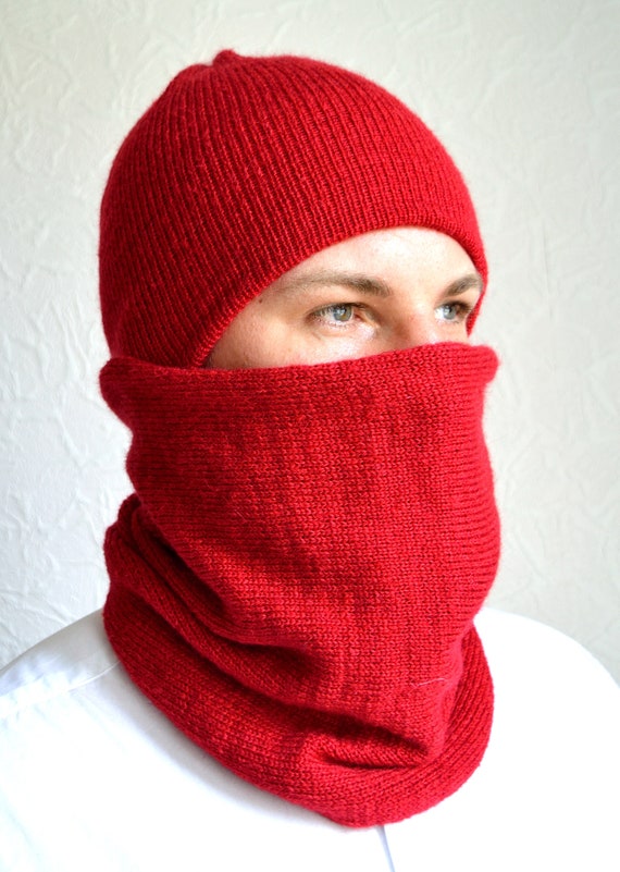 Hand Made Cashmere Mohair Fluffy Men's Hat & Snood Scarf - Etsy