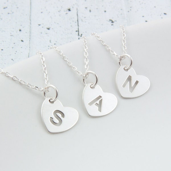 Initial heart necklace, sterling silver monogram personalised birthday gifts for her best friend