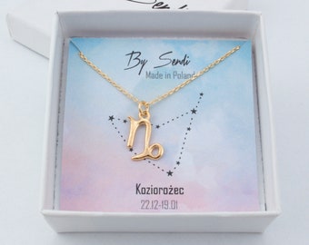 Capricorn zodiac necklace, astrology sterling silver birthday gift for her