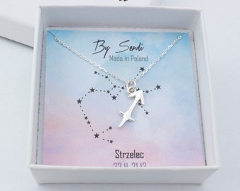 Sagittarius zodiac necklace, astrology sterling silver birthday gift for her