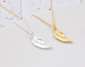 Wing necklace, sterling silver memorial feather gift for her