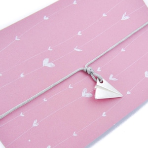 Paper plane bracelet, sterling silver origami charm, pendant for everyday wear image 4