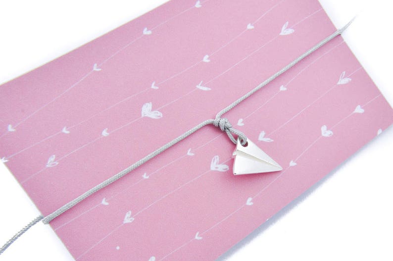 Paper plane bracelet, sterling silver origami charm, pendant for everyday wear image 4