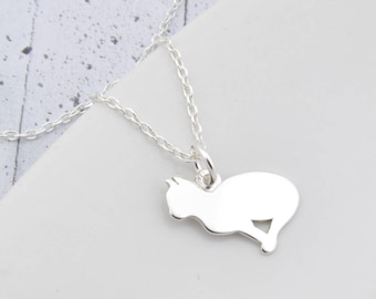 Cat necklace, sterling silver pet memorial gift, little lover best friend birthday for her