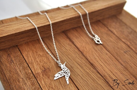 Argent sterling poli Flying Colibri Charme Pendentif