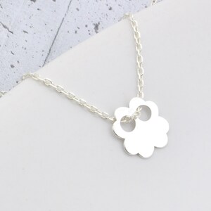 Clover necklace, sterling silver good luck pendant, foul leaf charm, minimalist best friend birthday gifts image 2