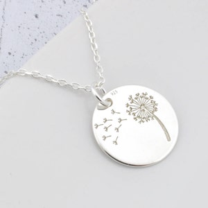 Dandelion necklace, sterling silver mom mother gift, daily chain