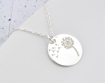 Dandelion necklace, sterling silver mom mother gift, daily chain