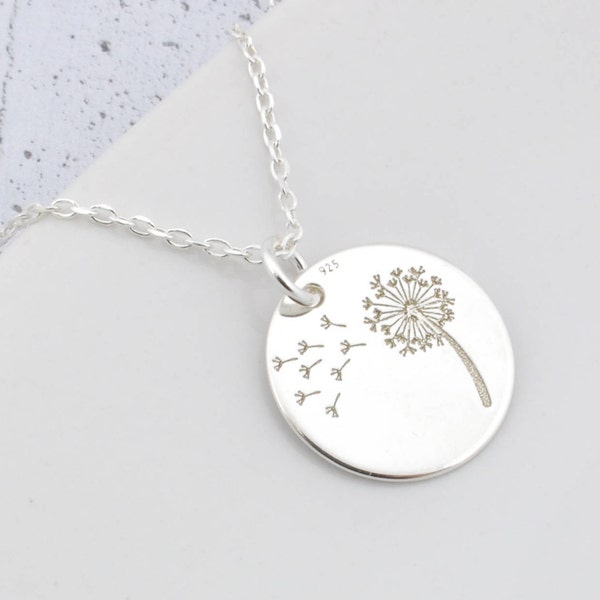 Dandelion necklace, sterling silver mom mother gift, daily chain