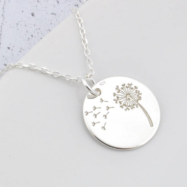 Collier pissenlit, cadeau maman en argent sterling, chaîne quotidienne