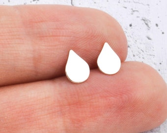 Teardrops earrings, small sterling silver drop studs