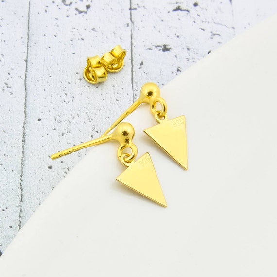 Corazón De Plata Pendientes De Aro Sleeper Triángulo UK