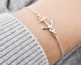 Anchor bracelet, sterling silver friendship gift for her