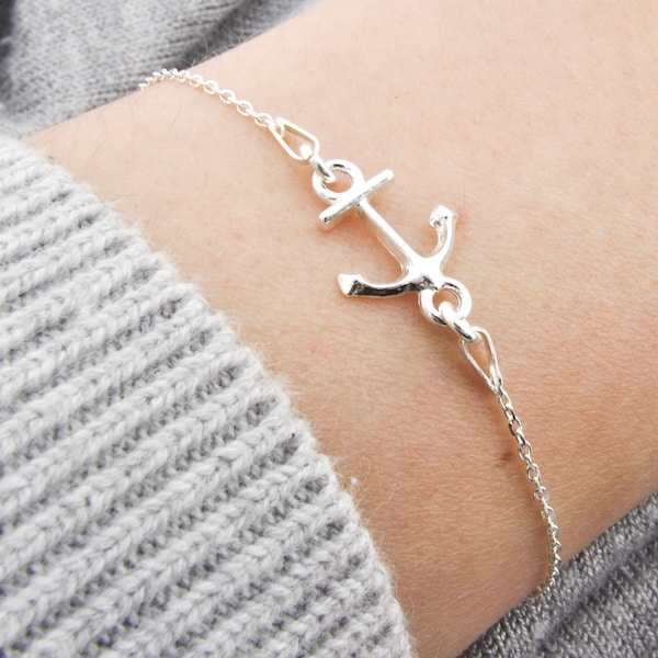 Bracelet ancre, cadeau d'amitié en argent sterling pour elle