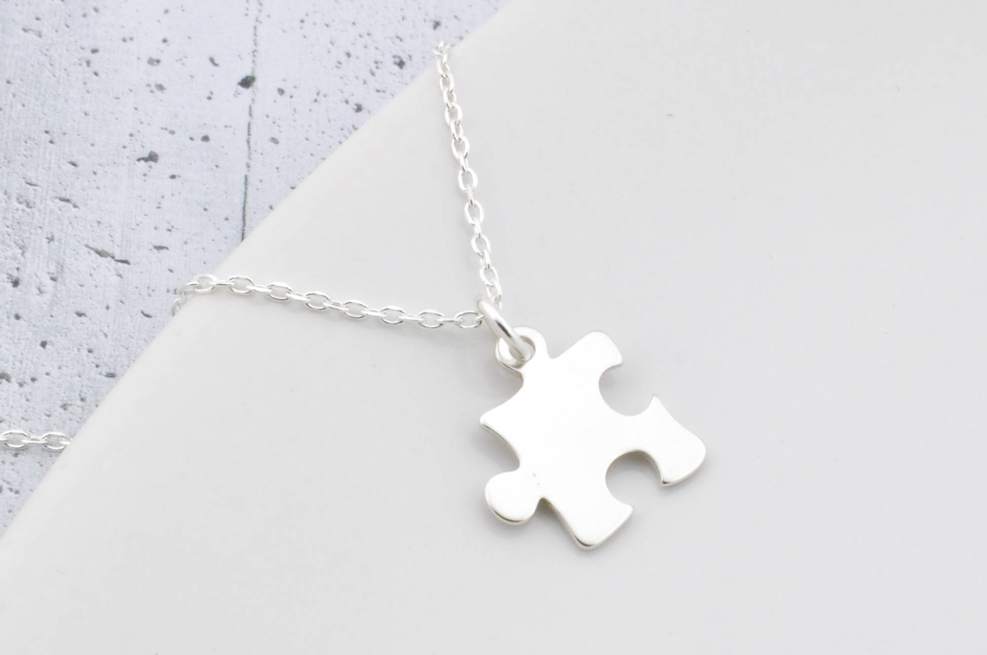 Sterling Silver Puzzle Piece Necklace Shaped Charm Pendant Etsy