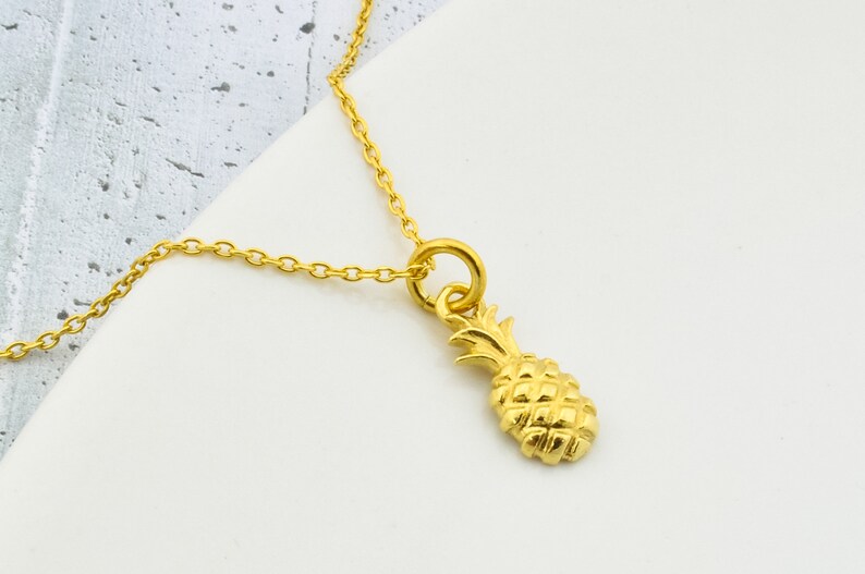 Pineapple necklace, sterling silver small gold pendant, best friend birthday gifts for her, jewelry christmas gift image 8