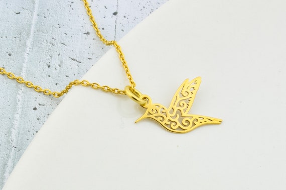 Argent sterling poli Flying Colibri Charme Pendentif