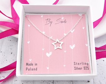 Star necklace, little star sterling silver chain and charm minimalist best friend birthday gifts