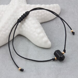 Onyx hexagon stone bracelet, sterling silver jewelry gift for women image 10