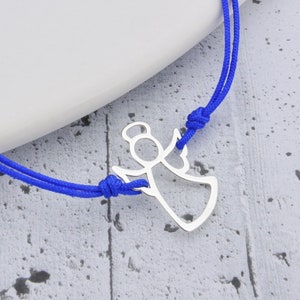 Sterling Silver Angel Bracelets, Delicate Angel Bracelet, Silver Angel, Drawstring Bracelets, Angel Pendant, Silver Guardian Angel Bracelet