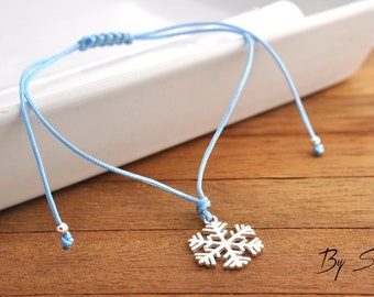 Snowflake bracelet, sterling silver winter lover gift for her
